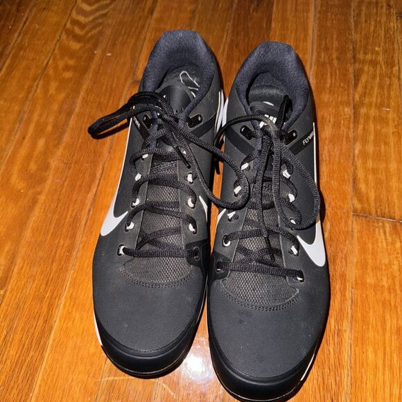 Mens Sz 12 NIKE FlyWire Air Clipper Max Air Baseball Cleats Black White New - Picture 2 of 8